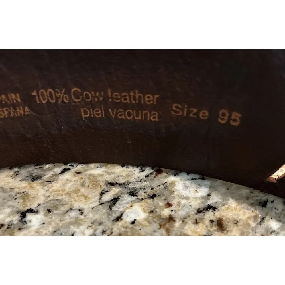 Cuirum Barcelona Spain Leather Designer Wide Belt Hand Tooling Size 95 EUC‎